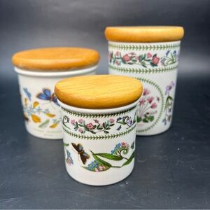 Portmeirion Botanic Garden 1818 and Variations Ceramic Jars with Wooden Lids